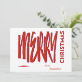 Vrolijk Kerstmis Rood Elegant Modern Script Custom Feestdagenkaart (Staand voorkant)