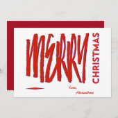 Vrolijk Kerstmis Rood Elegant Modern Script Custom Feestdagenkaart (Voorkant / Achterkant)