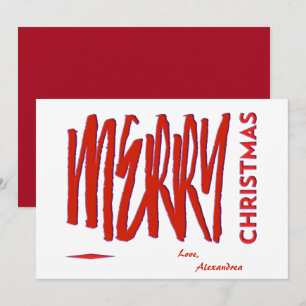 Vrolijk Kerstmis Rood Elegant Modern Script Custom Feestdagenkaart