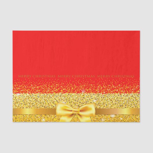 Vrolijk Kerstmis rood goud boog lint Tissuepapier (Voorkant)