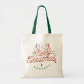 Vrolijk Kerstmis Rood Groen Gepersonaliseerd Rendi Tote Bag (Voorkant)
