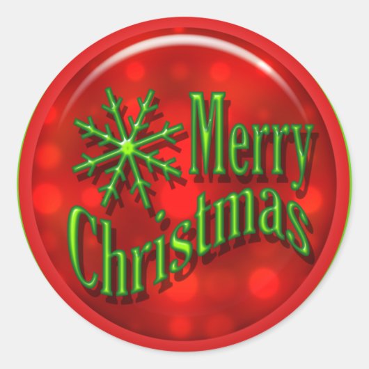 Vrolijk Kerstmis rood groen modern Ronde Sticker (Voorkant)
