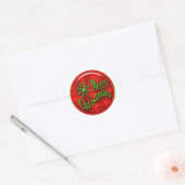 Vrolijk Kerstmis rood groen modern Ronde Sticker (Envelop)