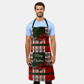 Vrolijk Kerstmis Rood Groen Plaid Schort (Gedragen)