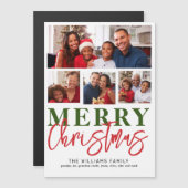 Vrolijk Kerstmis Rood Groen Script 4 Familie Foto (Voorkant / Achterkant)