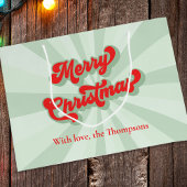 Vrolijk Kerstmis Rood Groen Whimsical Retro Custom Groot Cadeauzakje