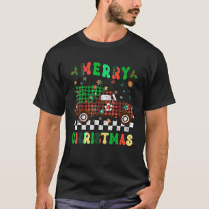 Vrolijk Kerstmis Rood Plaid Buffel Vrachtwagen Boo T-shirt