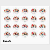 Vrolijk Kerstmis Rood Script Familie Foto Adres Ronde Sticker (Vel)