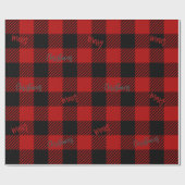 Vrolijk Kerstmis Rood Zwart Buffel Plaid Cadeaupapier (Vlak)