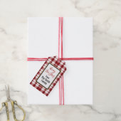 Vrolijk Kerstmis Rood Zwart Wit Plaid Minimaal Cadeaulabel (Met Touw)