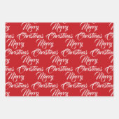 Vrolijk Kerstmis rood zwart wit script elegant Inpakpapier Vel (Voorkant 2)