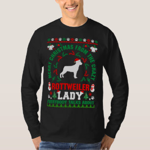Vrolijk Kerstmis Rottweiler Lady Ugly Sweater Fitt T-shirt