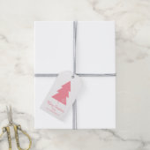 Vrolijk Kerstmis Roze Kerstboom Cadeaulabel (Met Touw)