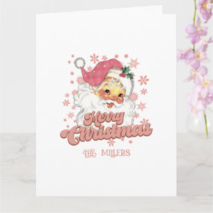 Vrolijk Kerstmis roze retro typografie Sinterklaas Kaart