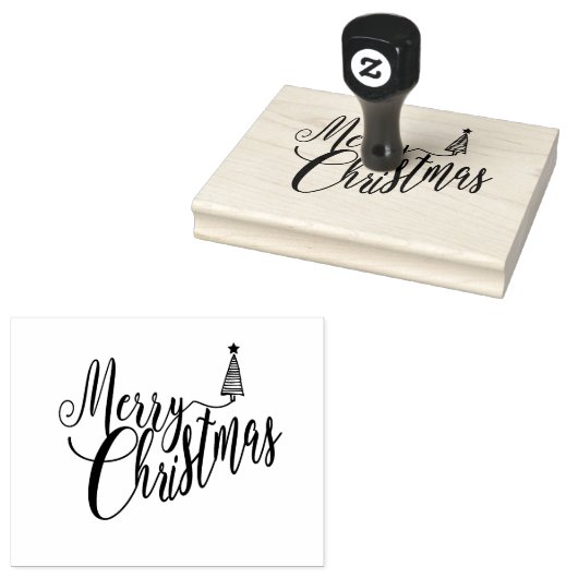 Vrolijk Kerstmis Rubber Stempel 4x5" (Gestempeld)