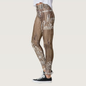 Vrolijk Kerstmis Rustiek Houten Patroon Sneeuwvlok Leggings (Links)