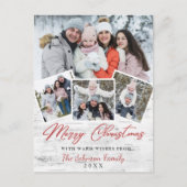 Vrolijk Kerstmis Rustieke Berkenbast 4 FOTO Groet Briefkaart (Voorkant)