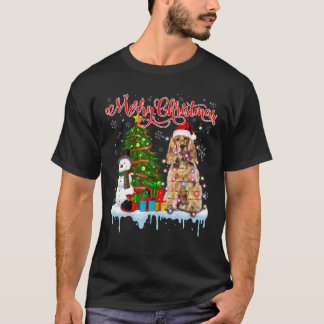 Vrolijk Kerstmis Santa Cocker Spaniel Licht Xmas T T-shirt