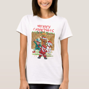 Vrolijk Kerstmis Santa Dab Vrouwen Wit T-shirt