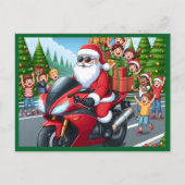 Vrolijk Kerstmis Santa Motorcycle briefkaart (Voorkant)