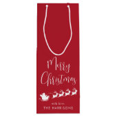 Vrolijk Kerstmis Santas Sleigh Rood Wijn Cadeautas (Achterkant)