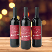 Vrolijk Kerstmis Santas Sleigh Rood Wijn Etiket