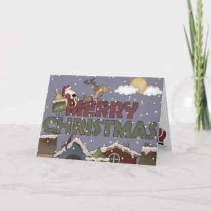 Vrolijk Kerstmis Santa's Sleigh Wenskaart Feestdagen Kaart