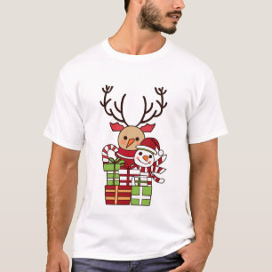 Vrolijk Kerstmis schattig cartoon rendier sneeuwpo T-shirt