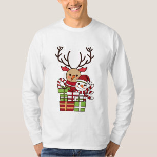 Vrolijk Kerstmis schattig cartoon rendier sneeuwpo T-shirt