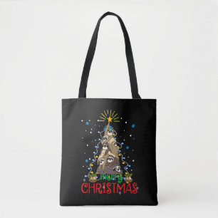Vrolijk Kerstmis Schattige Sneeuwman Gedrukt Canva Draagtas