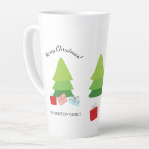 Vrolijk Kerstmis Schattigee Kleurrijke Illustratie Latte Mok