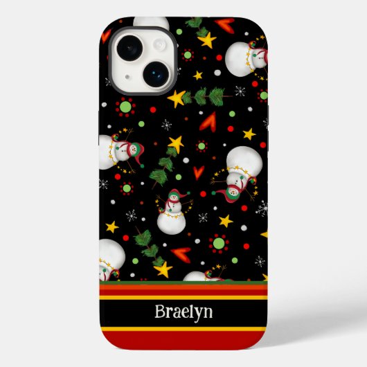 Vrolijk Kerstmis Schattigee Sneeuwman Inspirivity Case-Mate iPhone Case (Achterkant)