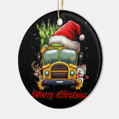 Vrolijk Kerstmis School Bus Driver X-mas Snowman R Keramisch Ornament (Links)