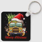 Vrolijk Kerstmis School Bus Driver X-mas Snowman R Sleutelhanger (Achterkant)