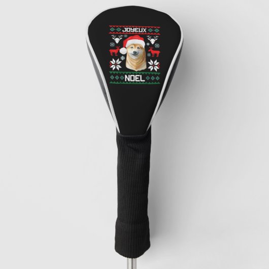 Vrolijk Kerstmis Shiba Inu Zachte Kerstmis Hond T  Golfheadcover (Voorkant)