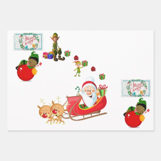 Vrolijk Kerstmis Sinterklaas Elf Inpakpapier Vel (Voorkant 2)