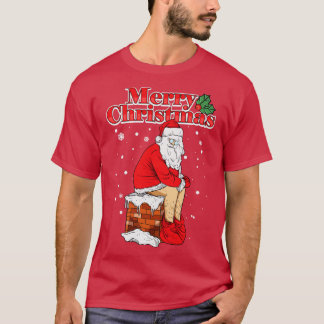 Vrolijk Kerstmis Sinterklaas Schoorsteen Poep T-shirt