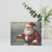 Vrolijk Kerstmis Sinterklaas Vist Vis Feestdagenkaart (Staand voorkant)