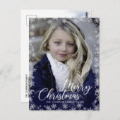 Vrolijk Kerstmis Sneeuw Borstel Script FOTO Groet Briefkaart (Voorkant / Achterkant)