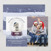 Vrolijk Kerstmis Sneeuw Wereldbol Waterverf Hond F (Voorkant / Achterkant)