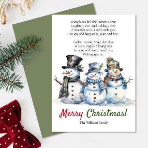 Vrolijk Kerstmis Sneeuwman Vakantie Gedicht Wenska Aankondiging