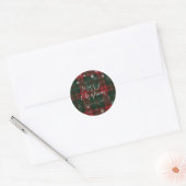 Vrolijk Kerstmis Sneeuwvlokken Plakt Script Custom Ronde Sticker (Envelop)