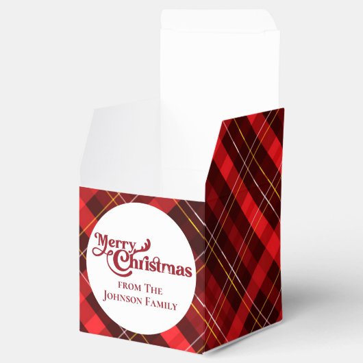 Vrolijk Kerstmis Traditioneel Rood Plaid Custom Pa Bedankdoosjes (Geopend)