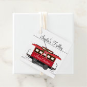 Vrolijk Kerstmis Tram Trolley Streetcar Bedankjes Labels (In situ)