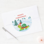 Vrolijk Kerstmis Turtle Schaatsen Stickers (Envelop)