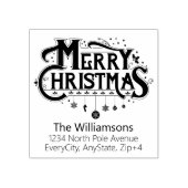 Vrolijk Kerstmis Typografie Retouradres Rubberstempel (Afrduk)