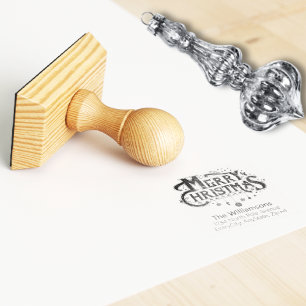 Vrolijk Kerstmis Typografie Retouradres Rubberstempel