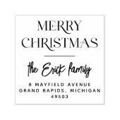 Vrolijk Kerstmis Typografie Script Naam & Adres Zelfinktende Stempel (Design)