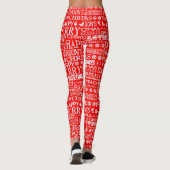 Vrolijk Kerstmis Verschillende Talen Rood & Wit Leggings (Achterkant)