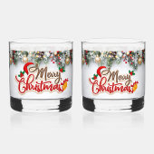 Vrolijk Kerstmis Versierd Drinkware Set Whisky Glas